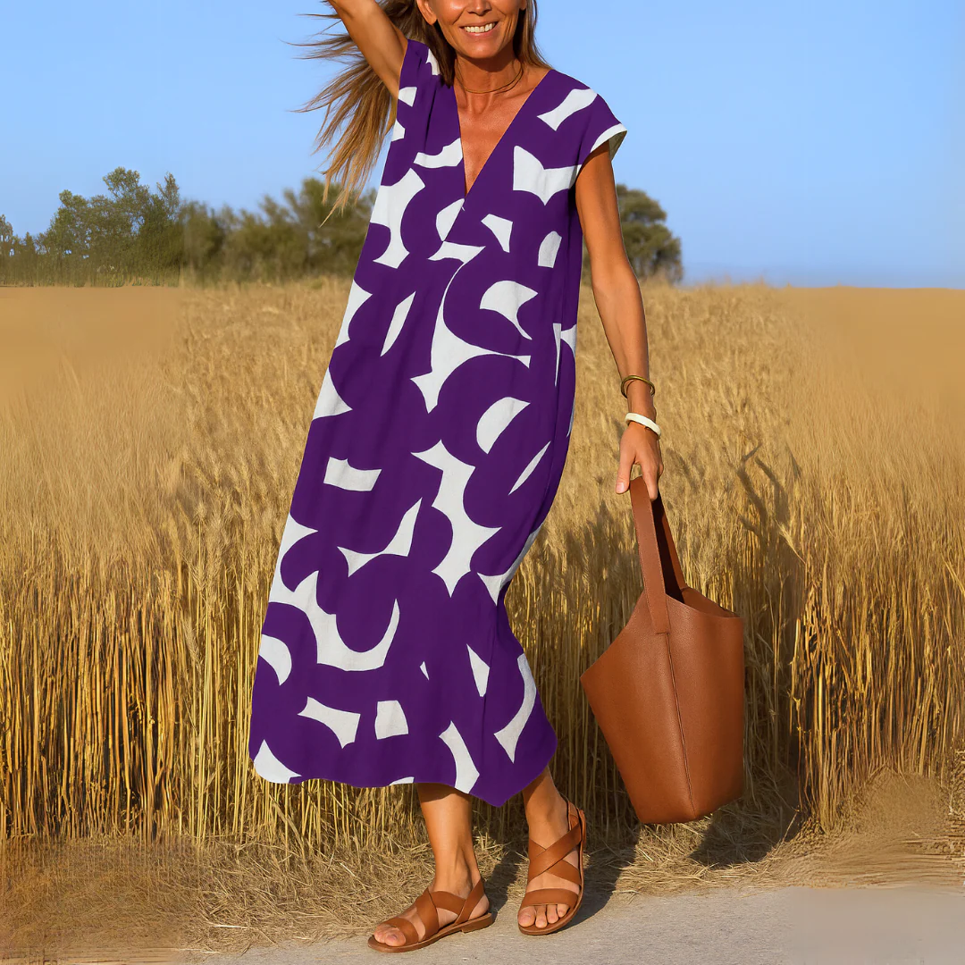 Evangeline | Women's V Neck Flowy Draped Dress Evening - Image 7