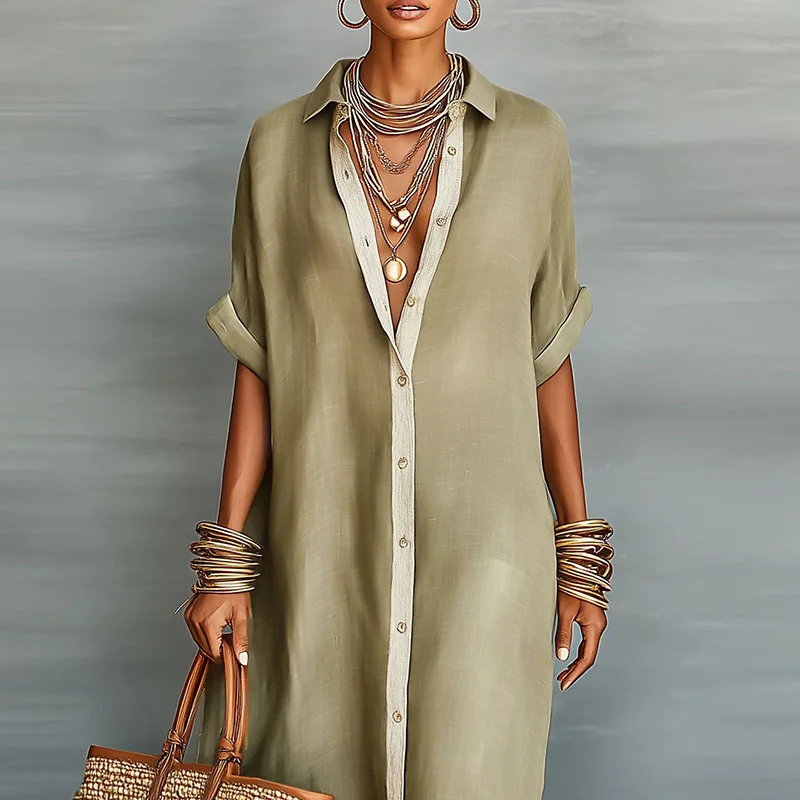 Evelina | Women's Button Down Maxi Shirt Dress - Image 3