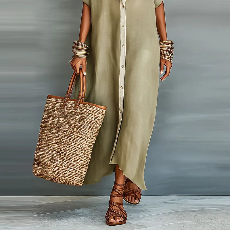 Evelina | Women's Button Down Maxi Shirt Dress - Image 4