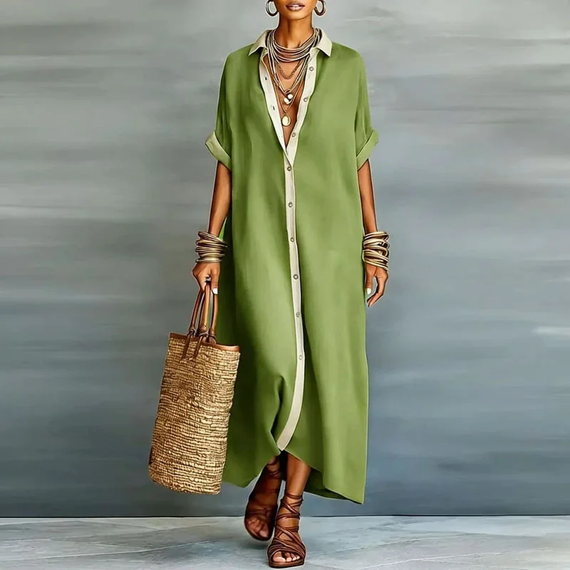 Evelina | Women's Button Down Maxi Shirt Dress - Image 6