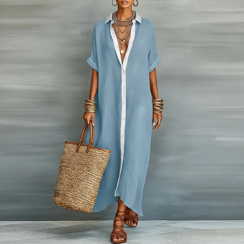 Evelina | Women's Button Down Maxi Shirt Dress - Image 7