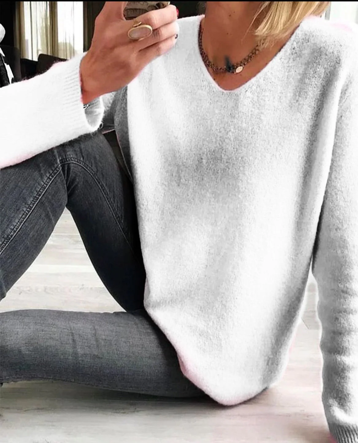 Evelina | Women's V Neck Long Sleeve Sweater - Image 10