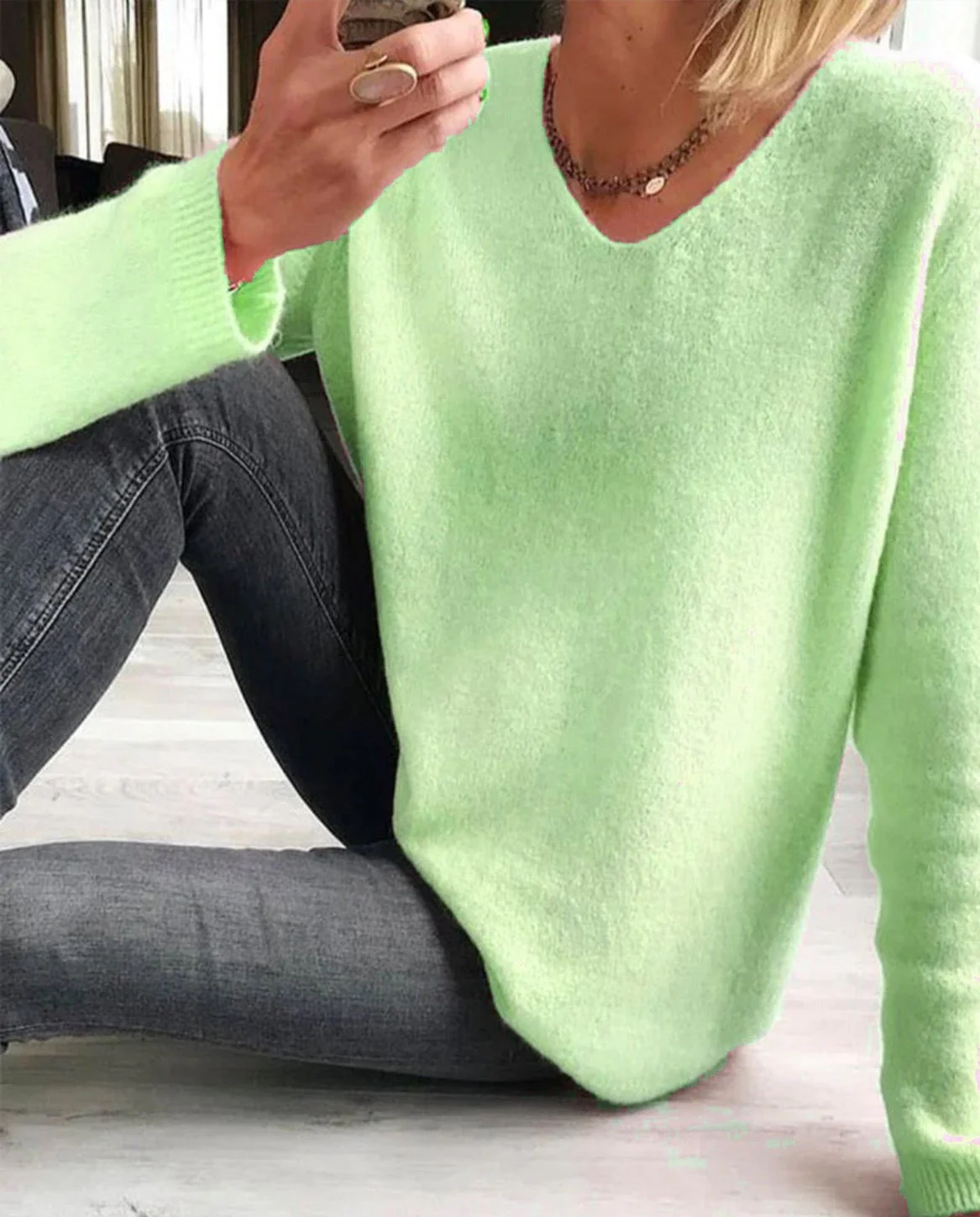 Evelina | Women's V Neck Long Sleeve Sweater - Image 11