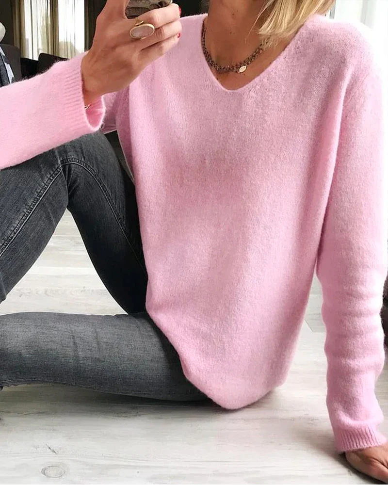 Evelina | Women's V Neck Long Sleeve Sweater - Image 2