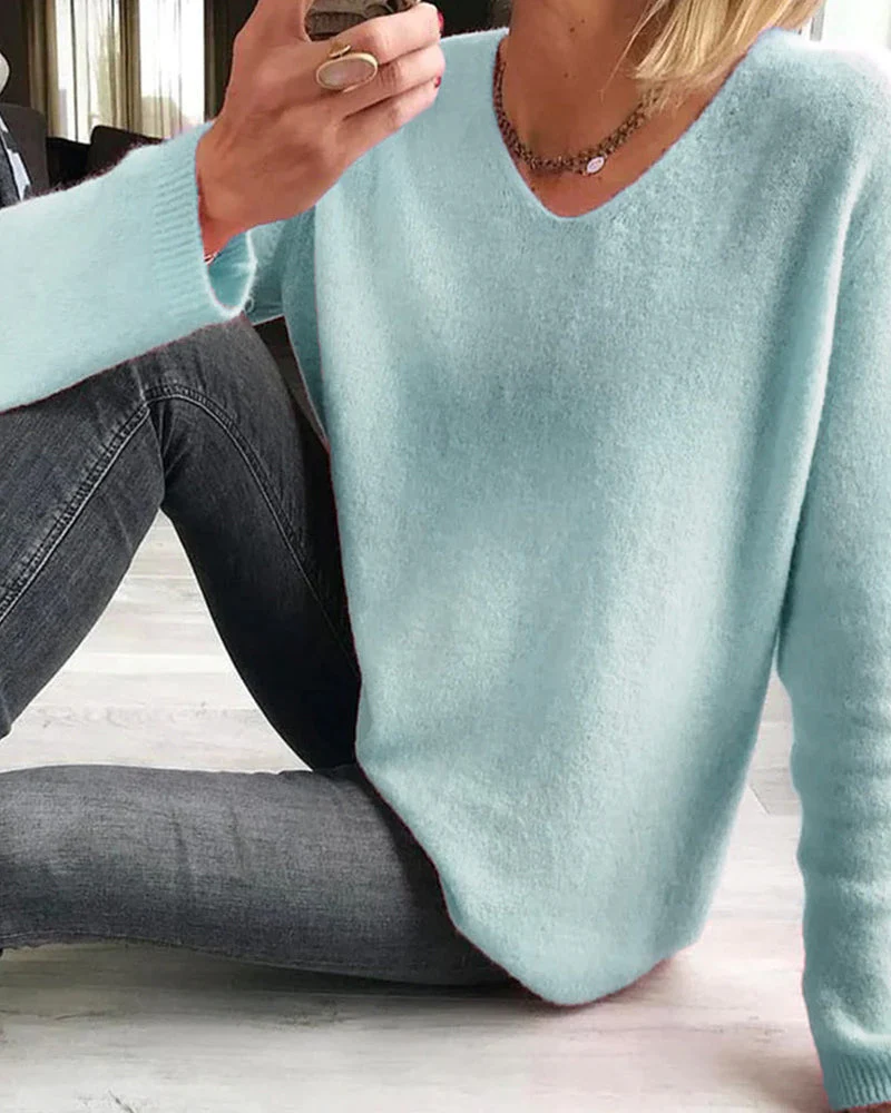 Evelina | Women's V Neck Long Sleeve Sweater - Image 3