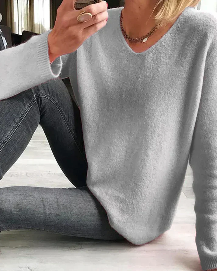 Evelina | Women's V Neck Long Sleeve Sweater - Image 6