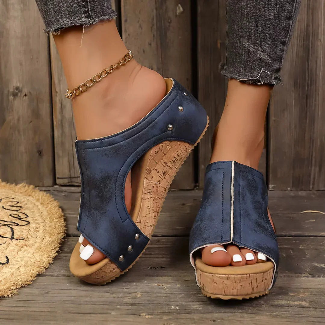 Felicity | Women's Studded Cork Wedge Sandals - Image 3