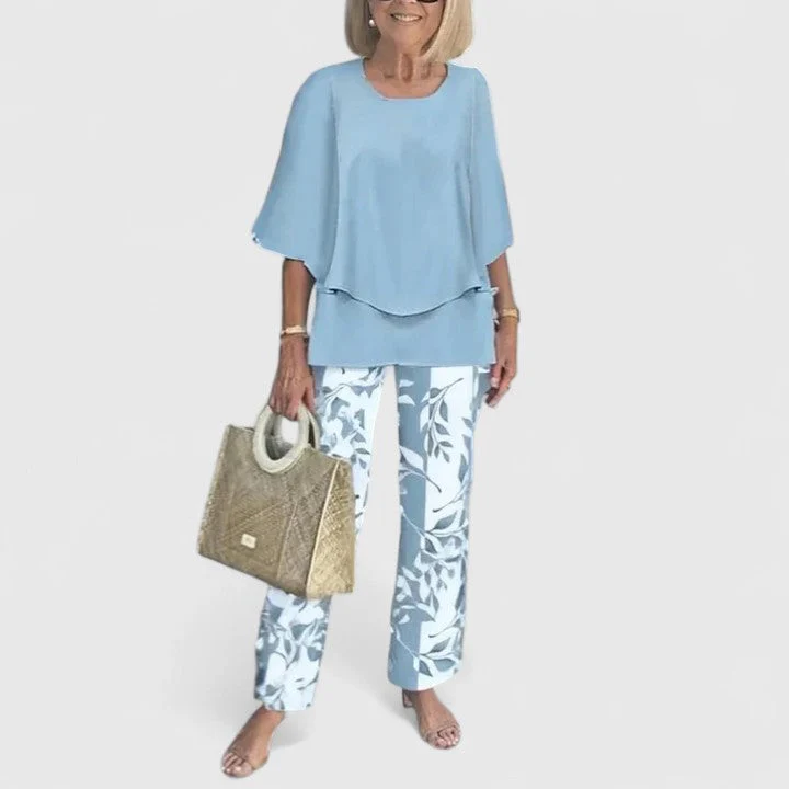 Fern | Women's Casual Floral Print Top and Wide-Leg Pants Set - Image 11