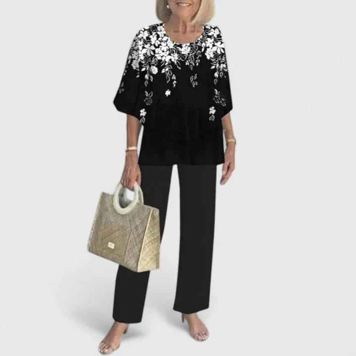 Fern | Women's Casual Floral Print Top and Wide-Leg Pants Set - Image 13