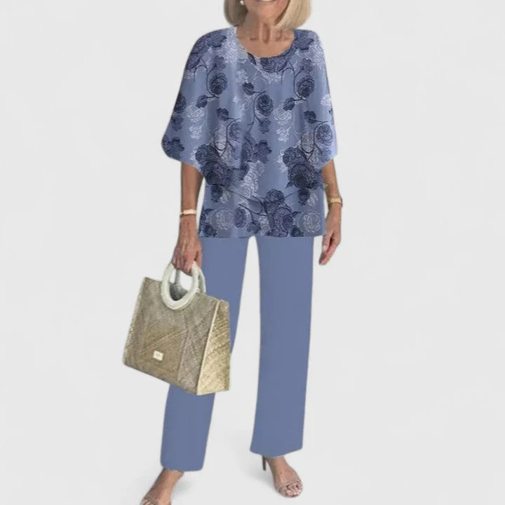Fern | Women's Casual Floral Print Top and Wide-Leg Pants Set - Image 8