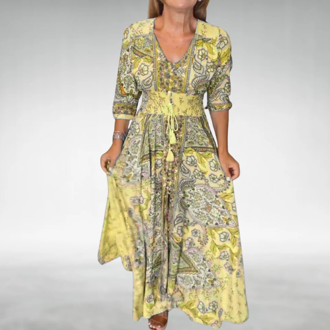 Flora | Women's Boho Flowy Draped Maxi Dress Cocktail - Image 5