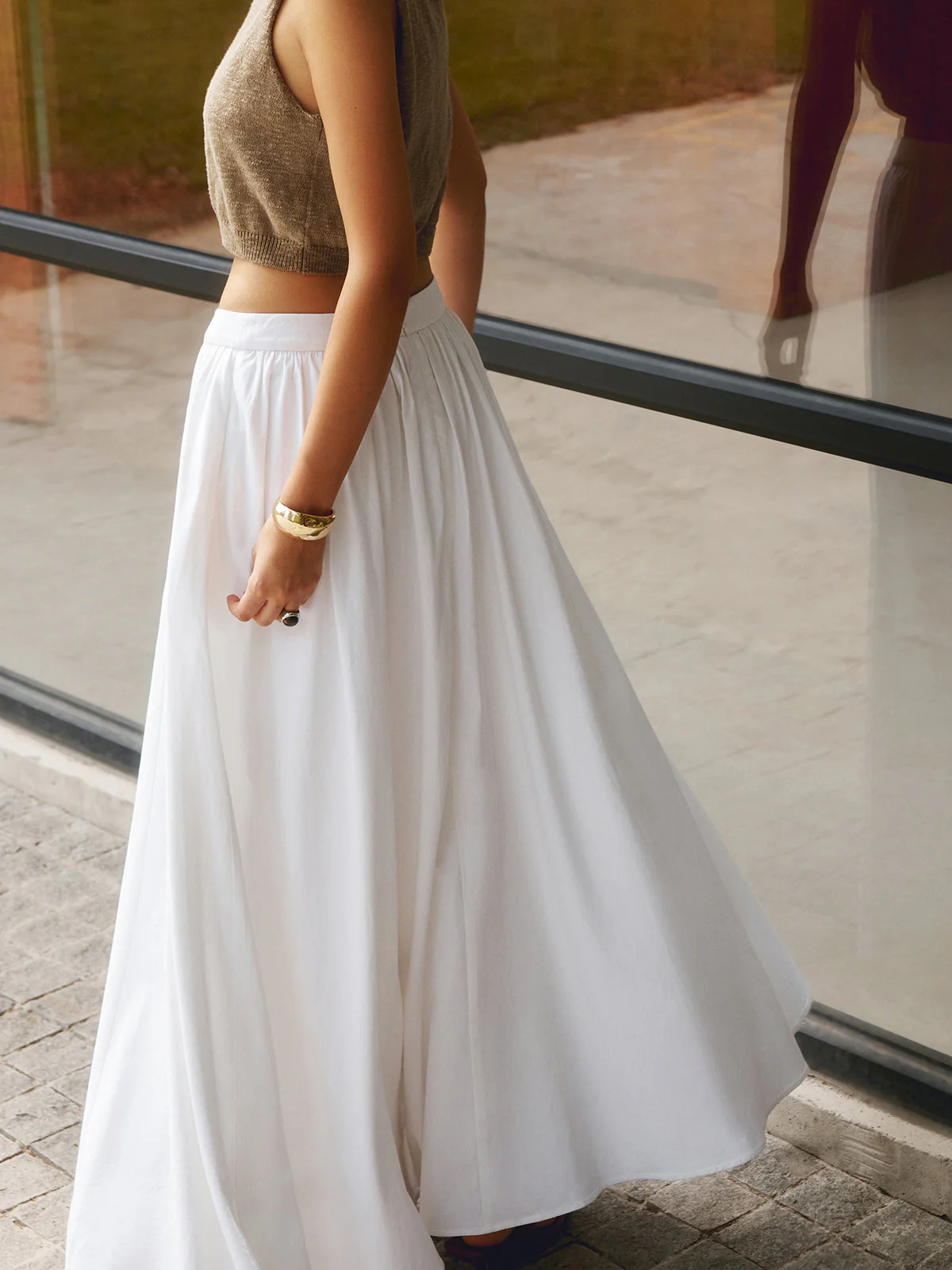 Florence | Women's High Waist Pleated A-Line Maxi Skirt with Pockets - Image 5