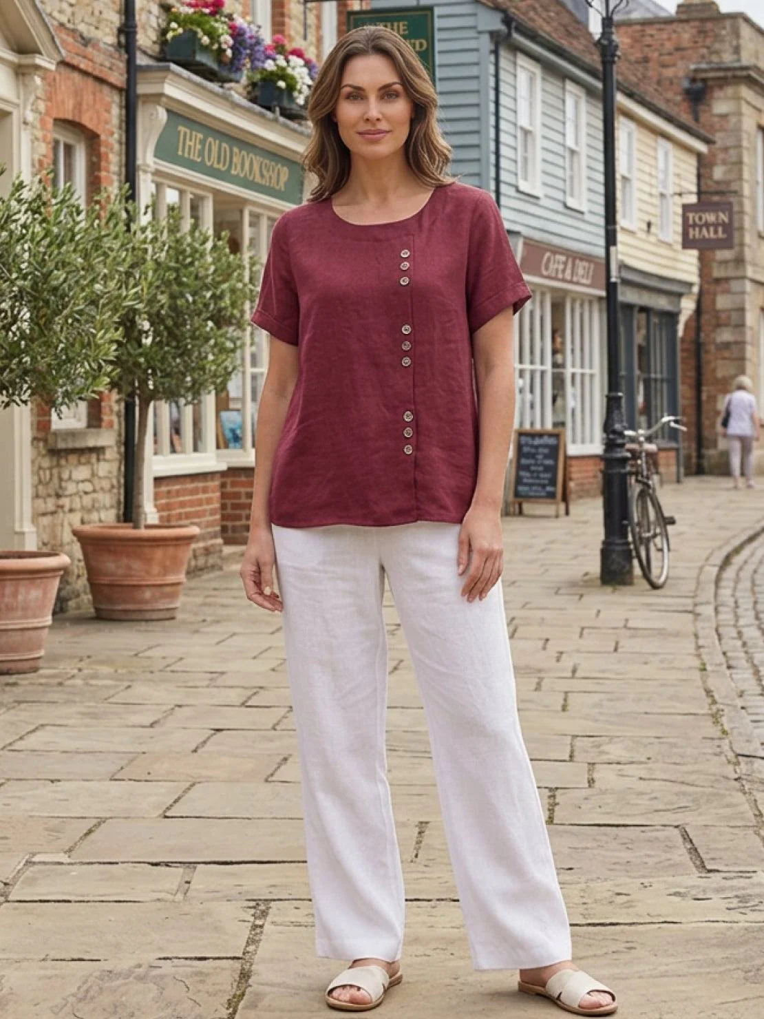 Foreen | Women's Casual Scoop Neck Button Detail Short Sleeve Top - Image 43
