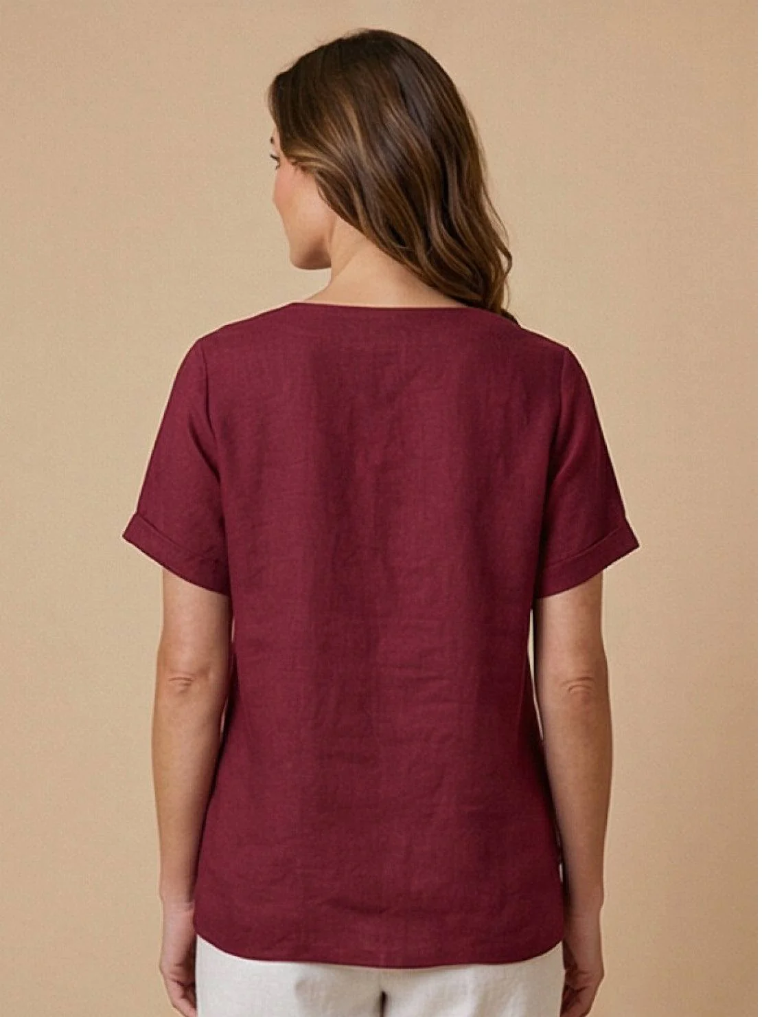 Foreen | Women's Casual Scoop Neck Button Detail Short Sleeve Top - Image 44