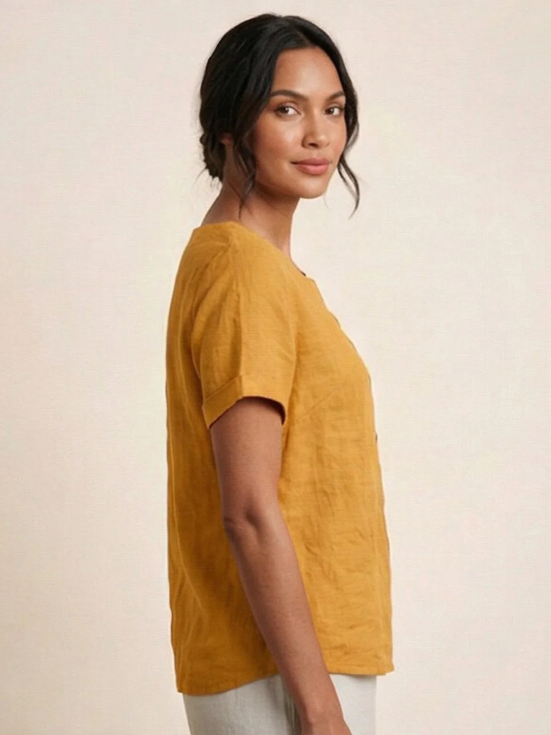 Foreen | Women's Casual Scoop Neck Button Detail Short Sleeve Top - Image 49