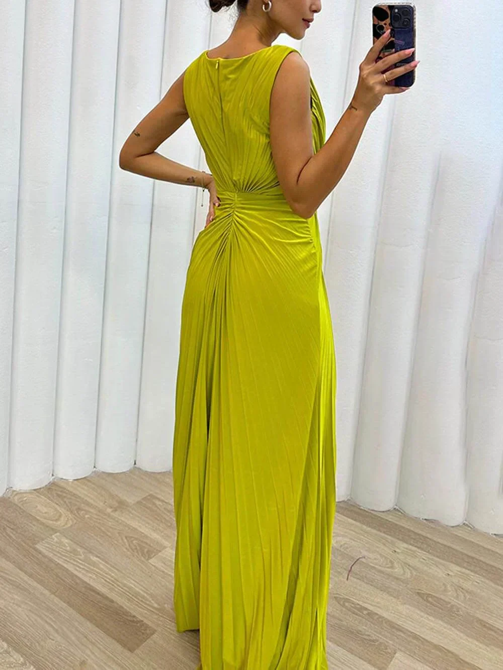 Freesia | Women's Wedding Guest Pleated Maxi Dress Evening - Image 4