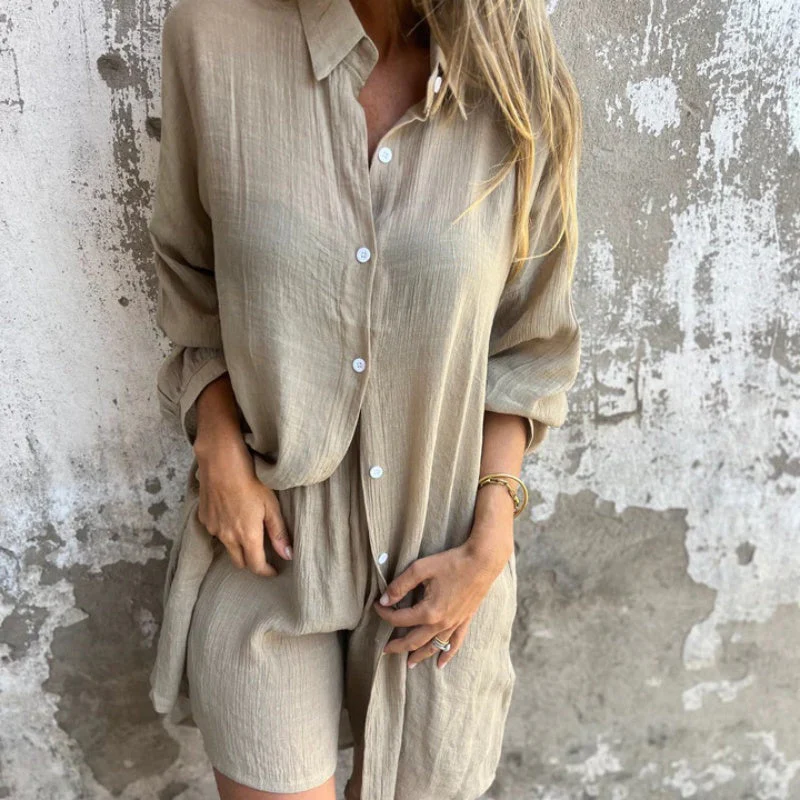 Funa | Women's Two-Piece Button-Up Shirt and Pants Set - Image 6