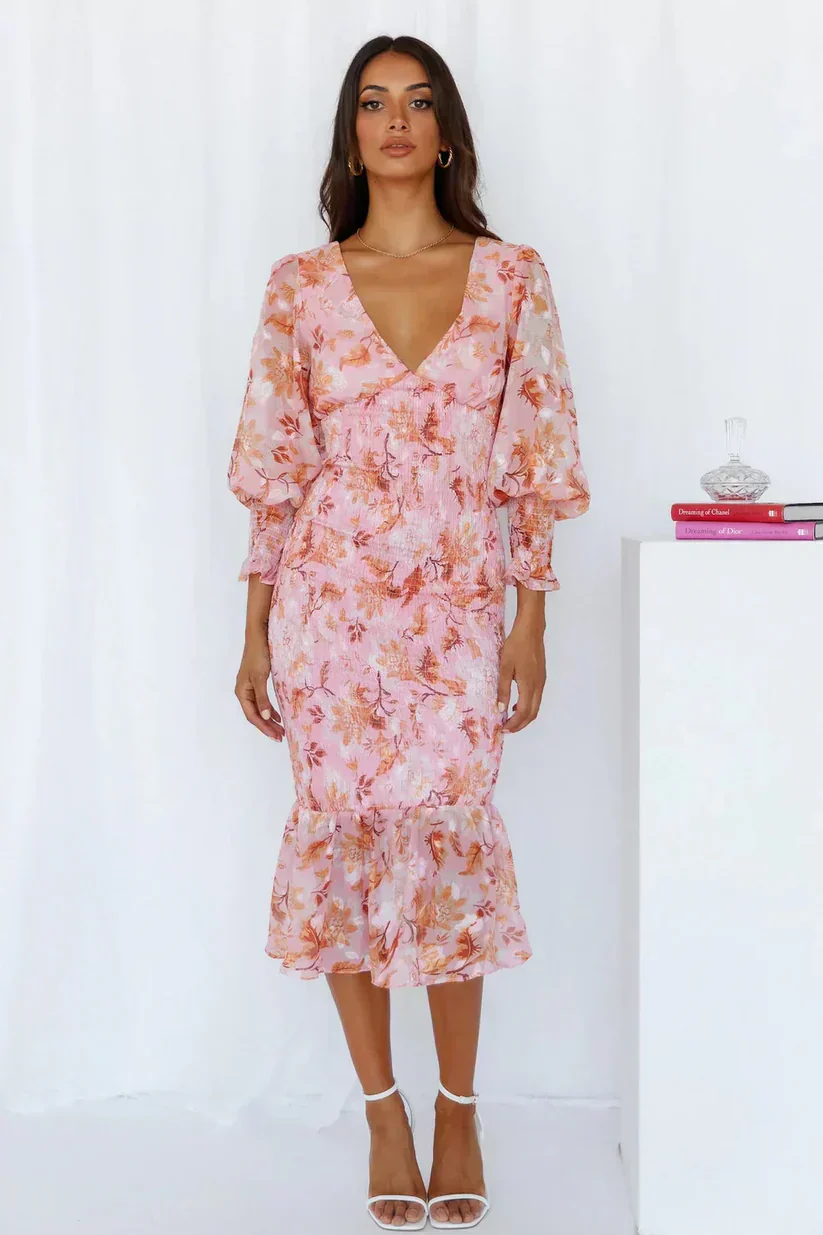 Gabrielle | Women's Floral Flowy Draped Dress Evening - Image 4