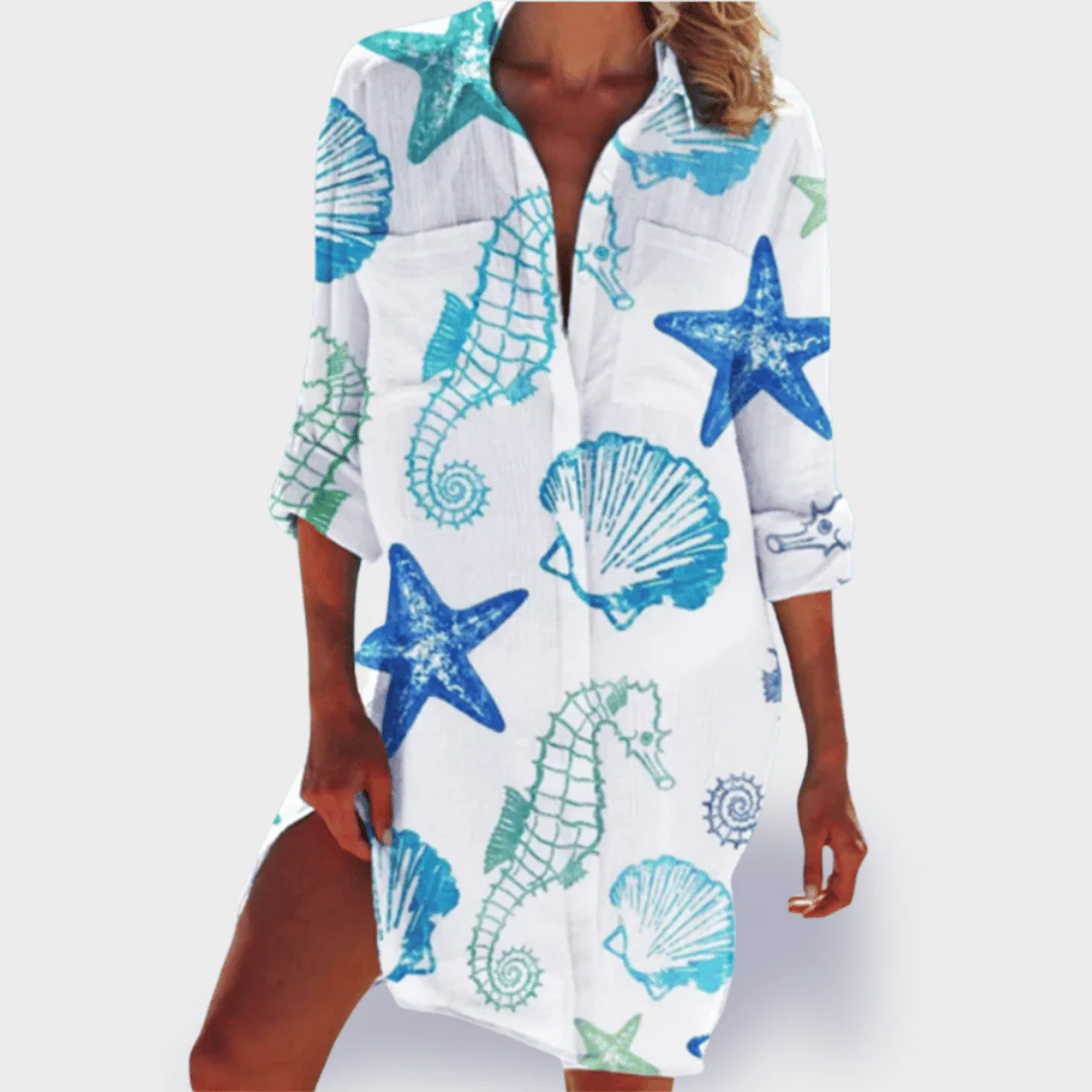 Grace | Women's Flowy Colorful Draped Dress Casual Summer - Image 2