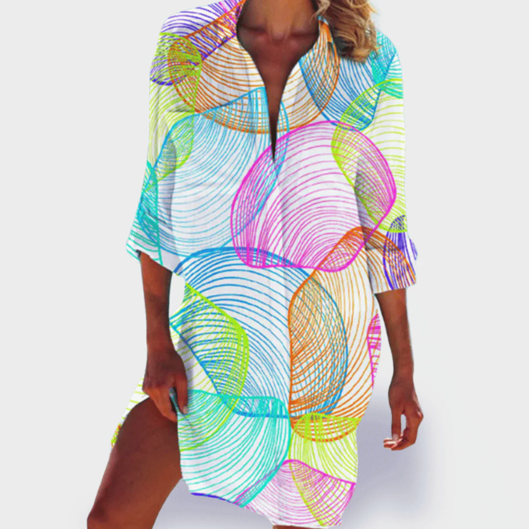 Grace | Women's Flowy Colorful Draped Dress Casual Summer - Image 4