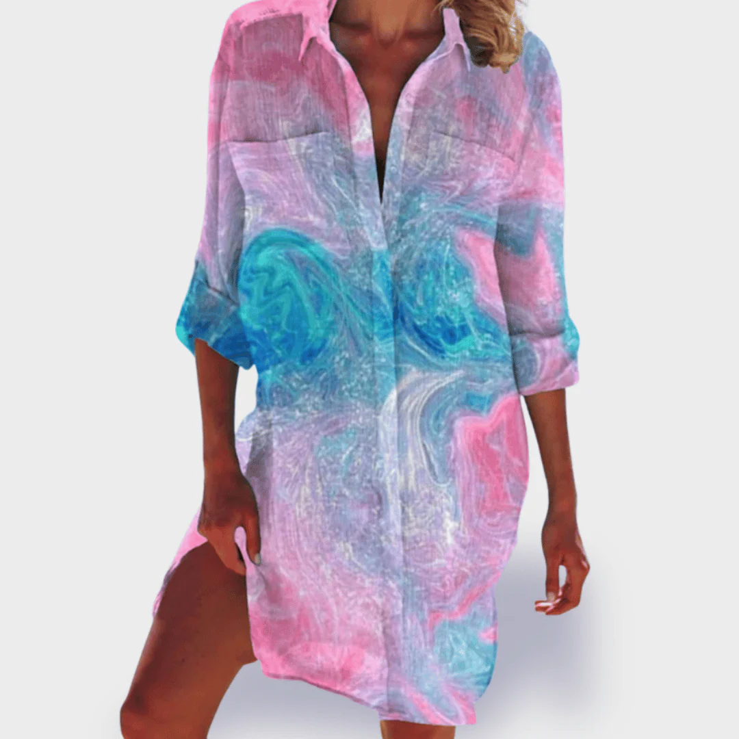 Grace | Women's Flowy Colorful Draped Dress Casual Summer - Image 5