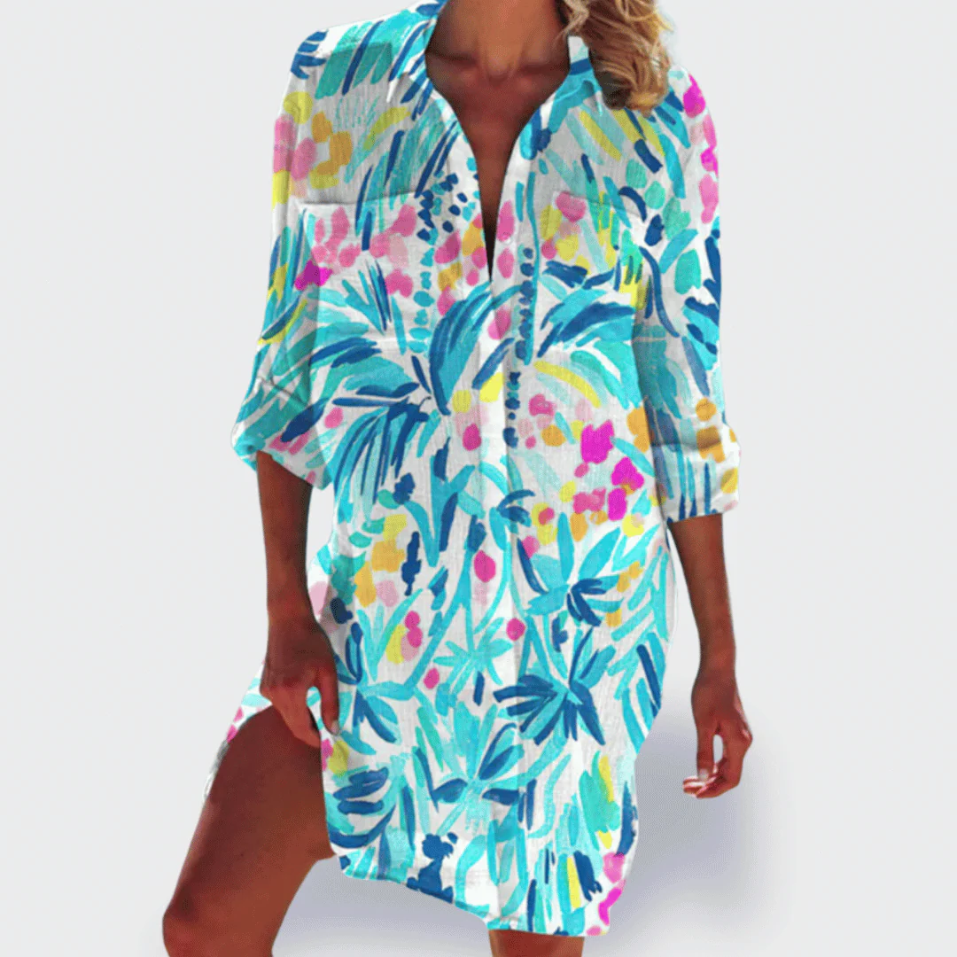 Grace | Women's Flowy Colorful Draped Dress Casual Summer - Image 7
