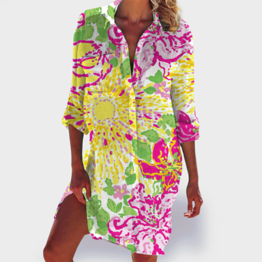 Grace | Women's Flowy Colorful Draped Dress Casual Summer - Image 9