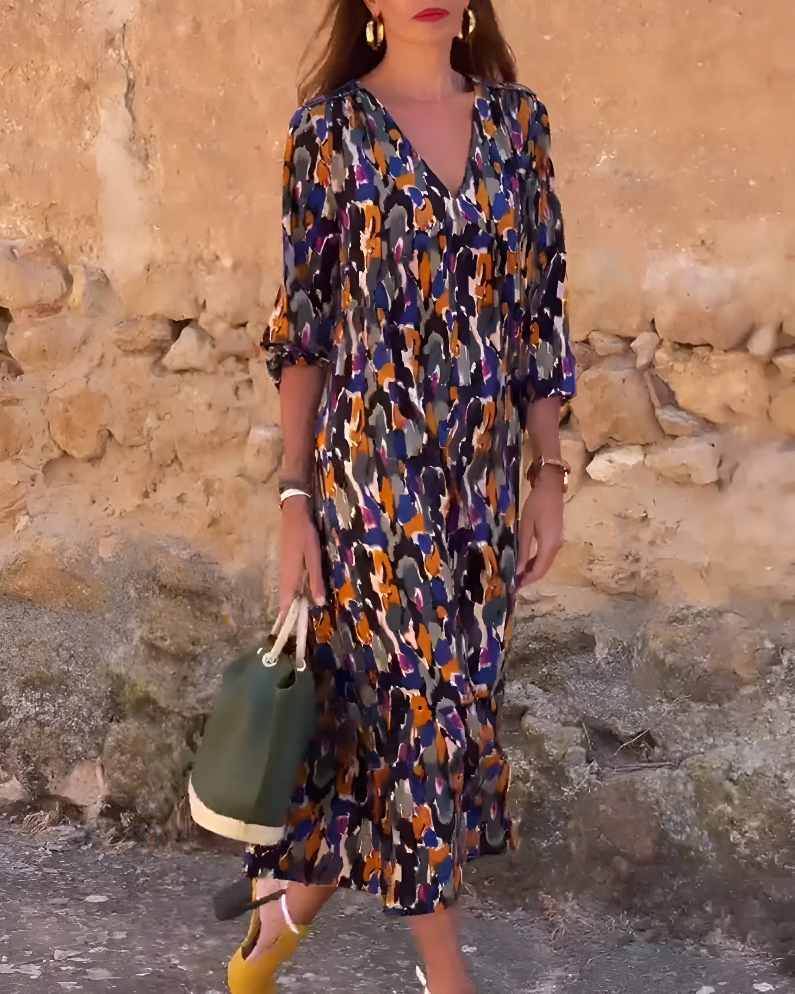 Hadley | Women's V Neck Tummy Control Flowy Printed Dress Evening - Image 2