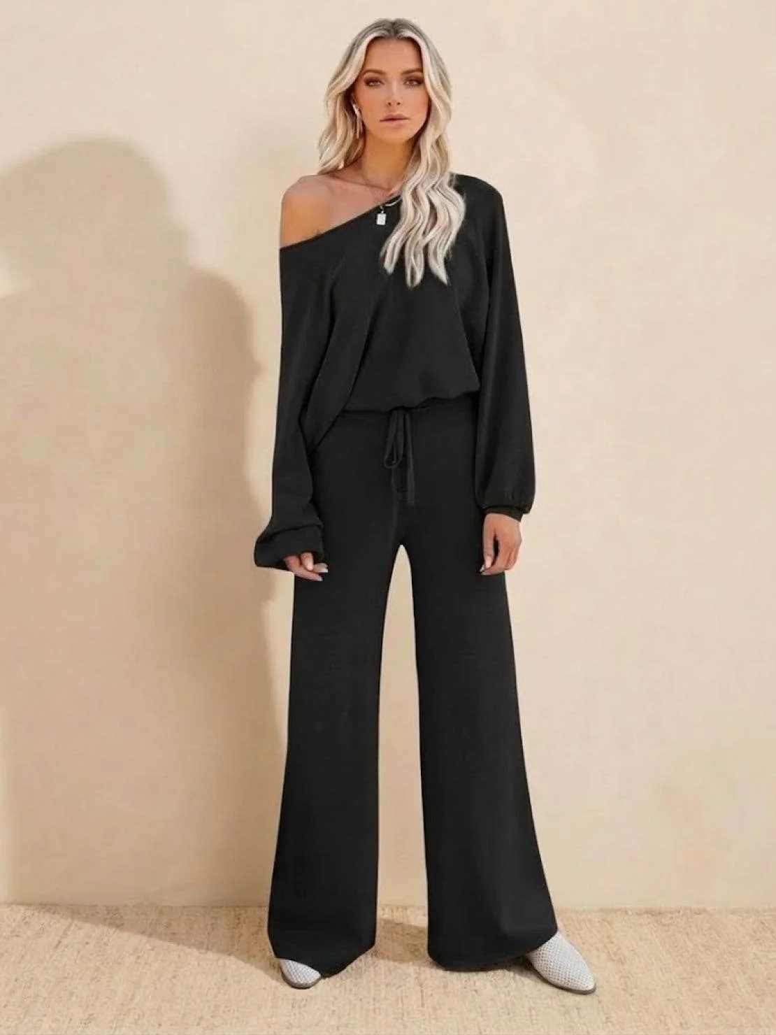 Hailey | Women's Cropped Sweatshirt and Wide-Leg Pants Lounge Set - Image 16