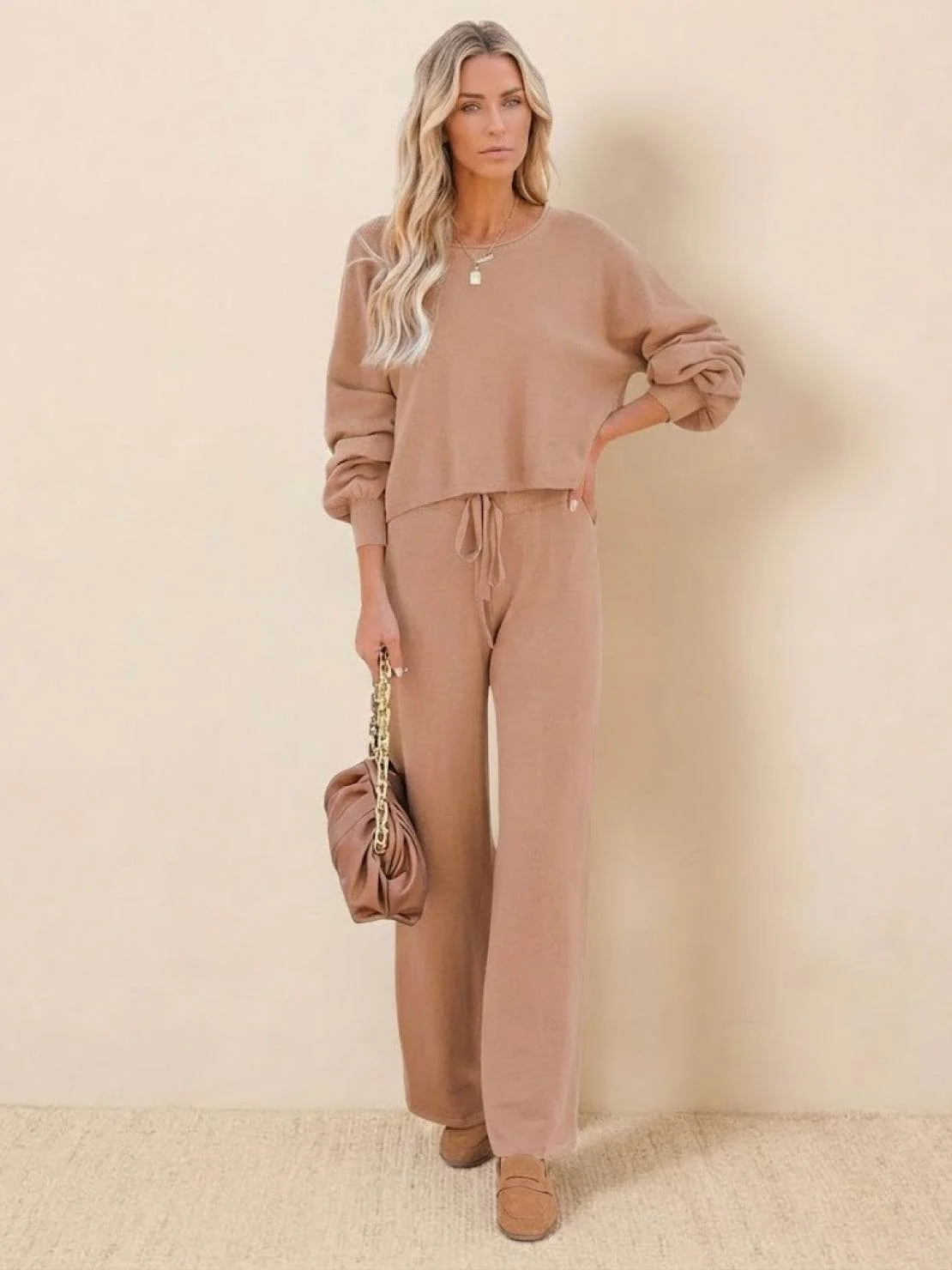 Hailey | Women's Cropped Sweatshirt and Wide-Leg Pants Lounge Set - Image 2