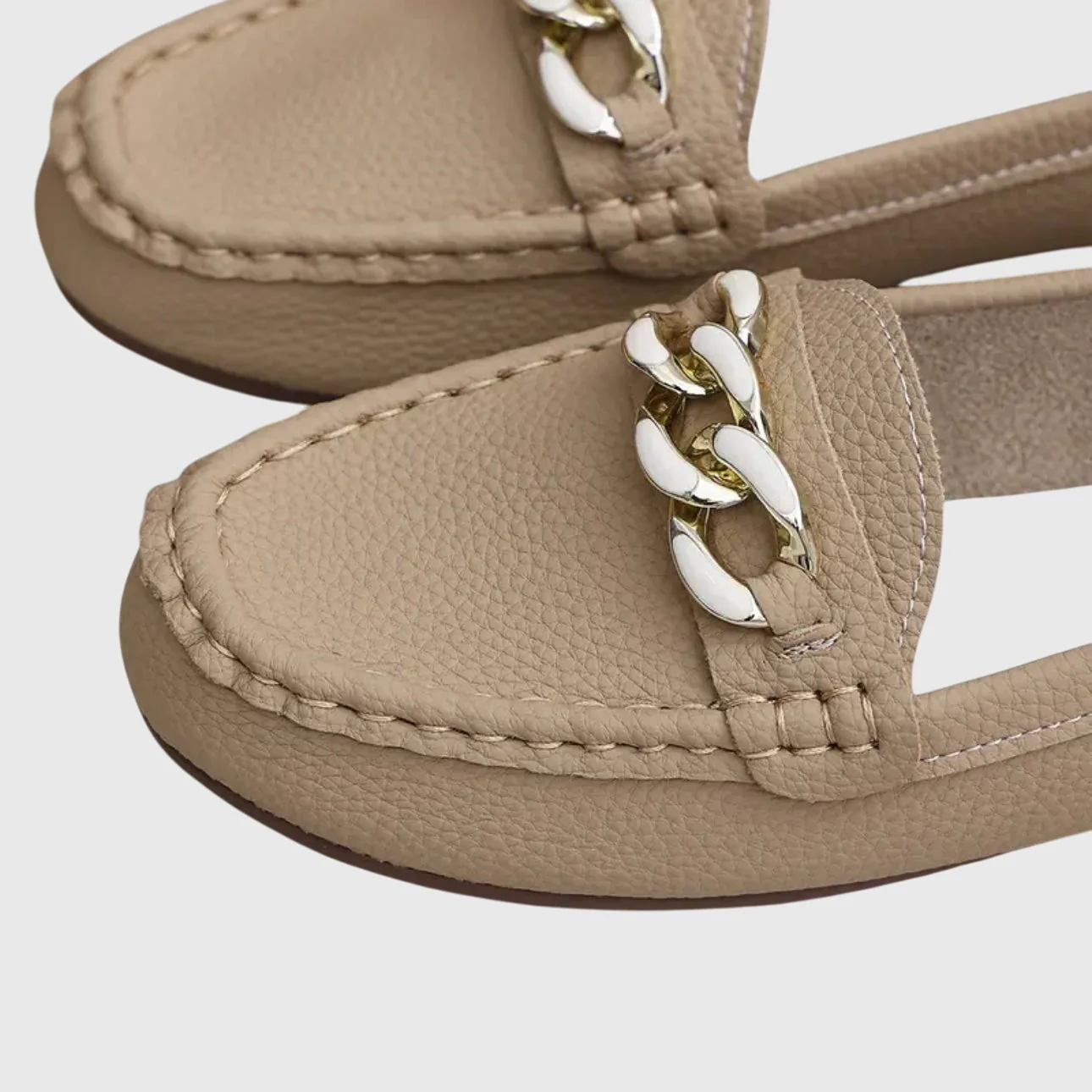 Harlow | Women's Casual Slip-On Flat Loafers with Gold Chain Detail - Image 4