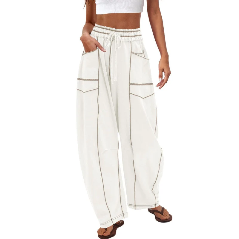 Harlow | Women's Wide Leg Cargo Pants High Waist Drawstring - Image 3