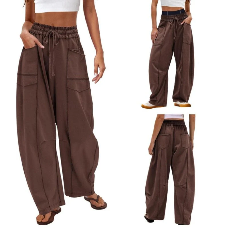 Harlow | Women's Wide Leg Cargo Pants High Waist Drawstring - Image 4
