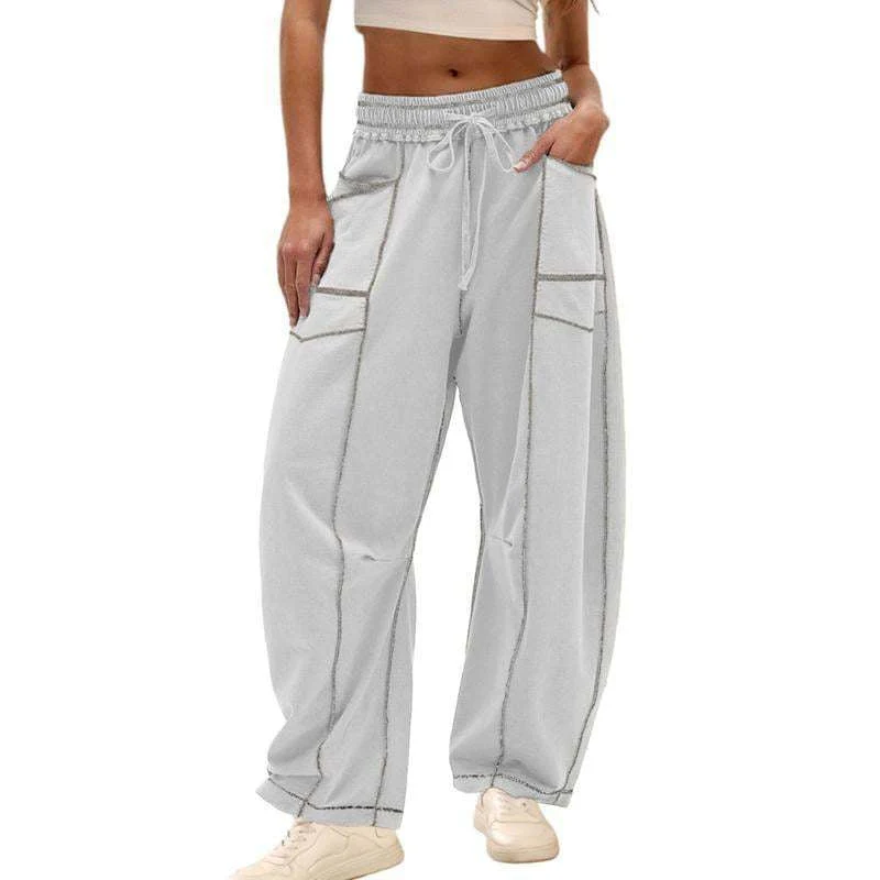 Harlow | Women's Wide Leg Cargo Pants High Waist Drawstring - Image 5
