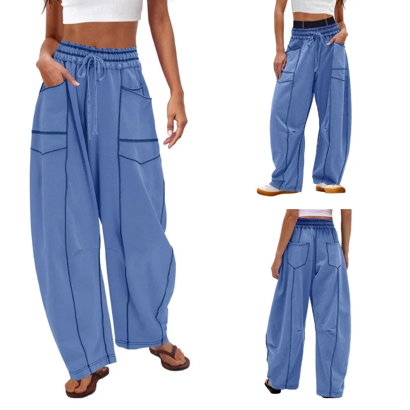 Harlow | Women's Wide Leg Cargo Pants High Waist Drawstring - Image 8