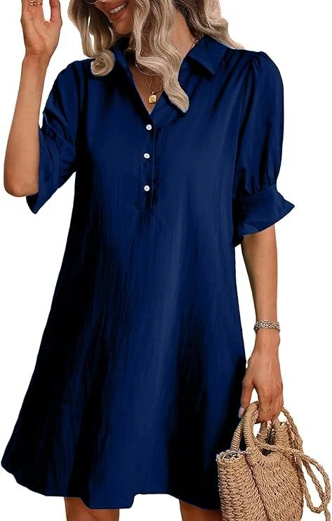 Harper | Women's Button-Down Shirt Dress 3/4 Sleeve Knee Length - Image 3