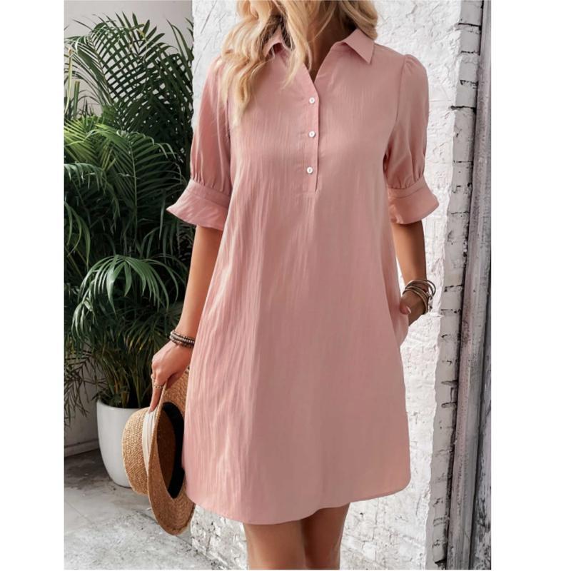 Harper | Women's Button-Down Shirt Dress 3/4 Sleeve Knee Length - Image 5