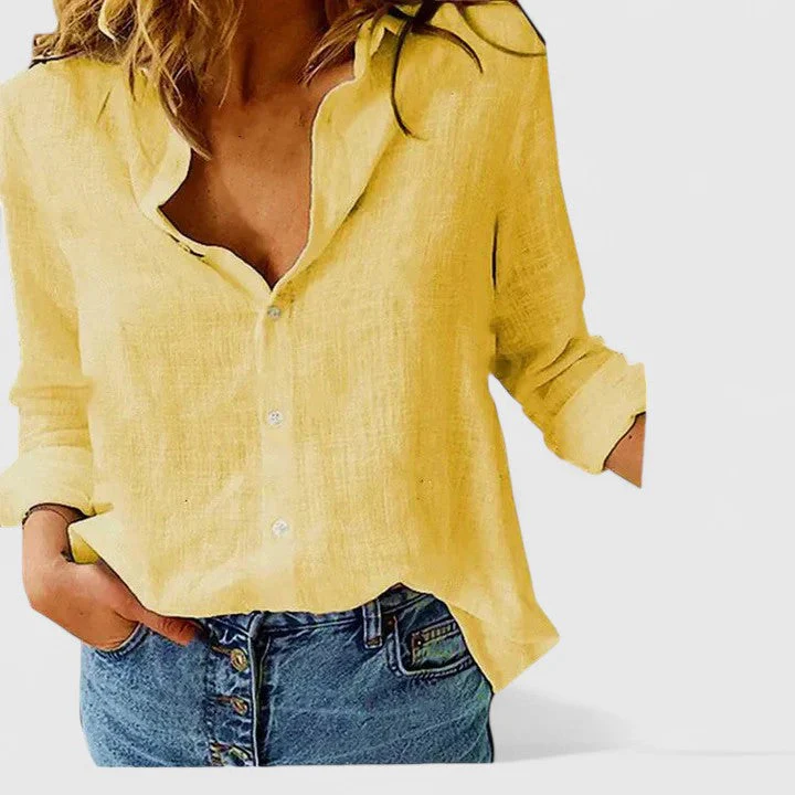 Harper | Women's Linen Button Down Shirt with Lapel Collar - Image 6