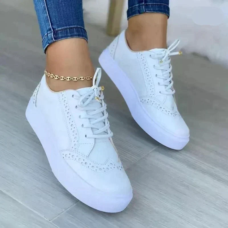Harper | Women's Platform Sneakers Lace-Up Brogue Detail - Image 4