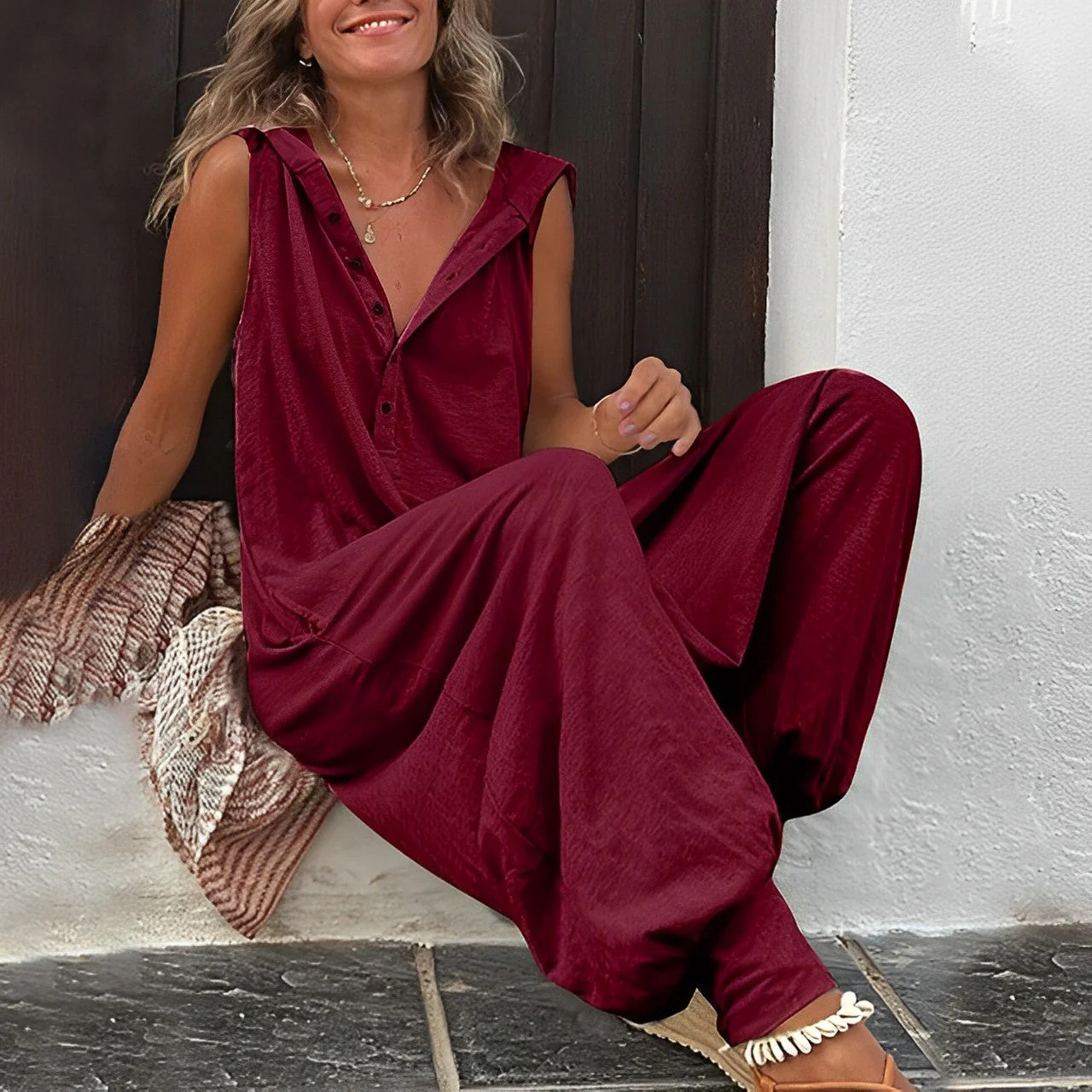 Harper | Women's Sleeveless Hooded Casual Jumpsuit - Image 2