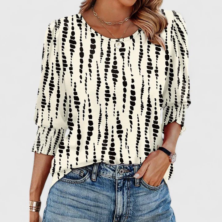 Harper | Women's Smocked Cuff 3/4 Sleeve Crew Neck Top - Image 11