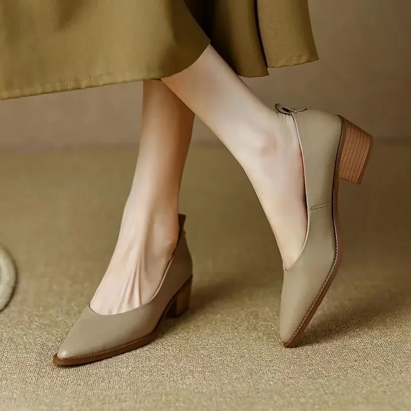 Harriet | Women's Block Heel Pumps Pointed Toe Slip On Work Shoes