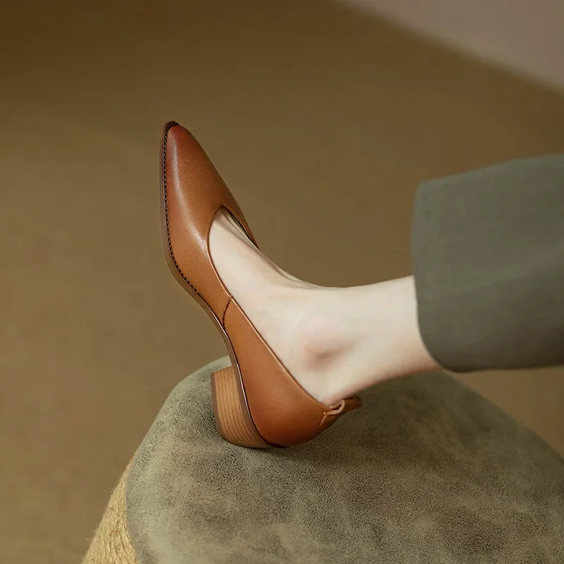 Harriet | Women's Block Heel Pumps Pointed Toe Slip On Work Shoes - Image 10