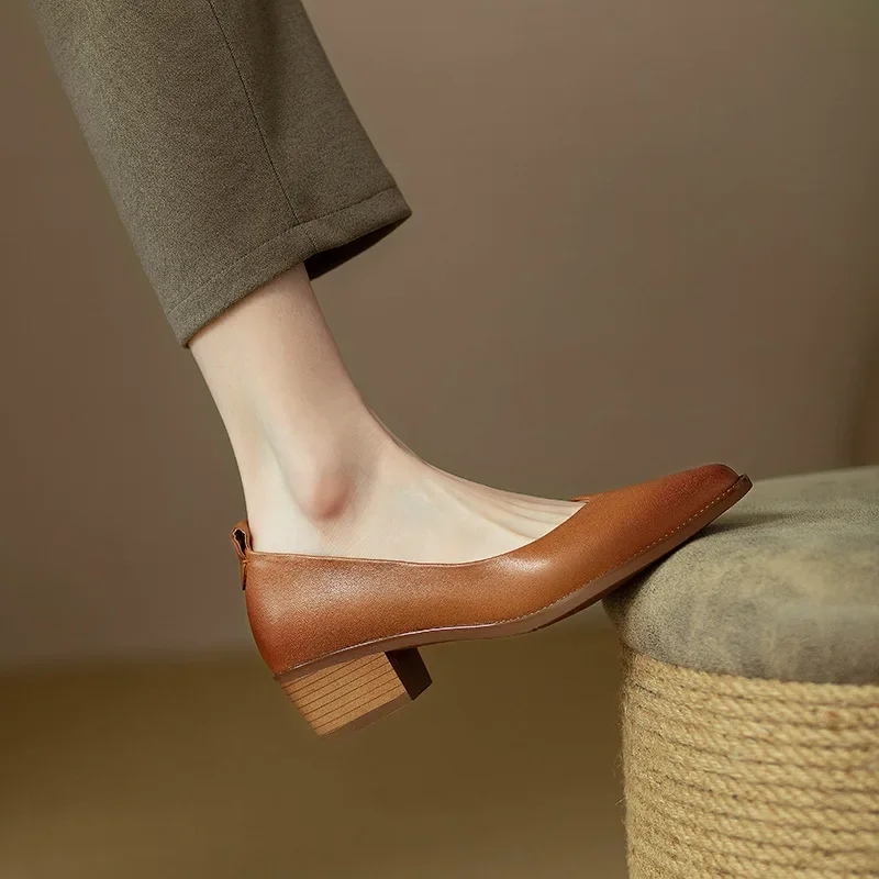 Harriet | Women's Block Heel Pumps Pointed Toe Slip On Work Shoes - Image 11