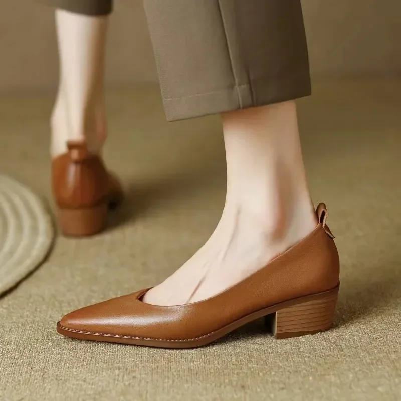 Harriet | Women's Block Heel Pumps Pointed Toe Slip On Work Shoes - Image 12