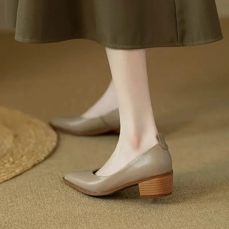 Harriet | Women's Block Heel Pumps Pointed Toe Slip On Work Shoes - Image 4