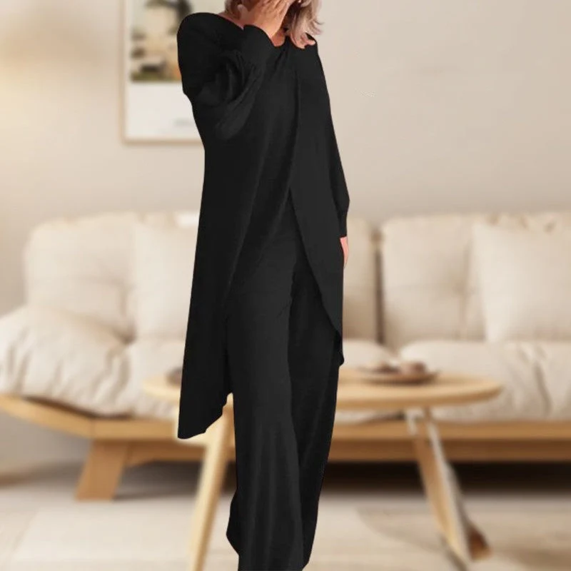 Haven | Women's Two Piece Set Long Sleeve Tunic Top Wide Leg Pants - Image 2