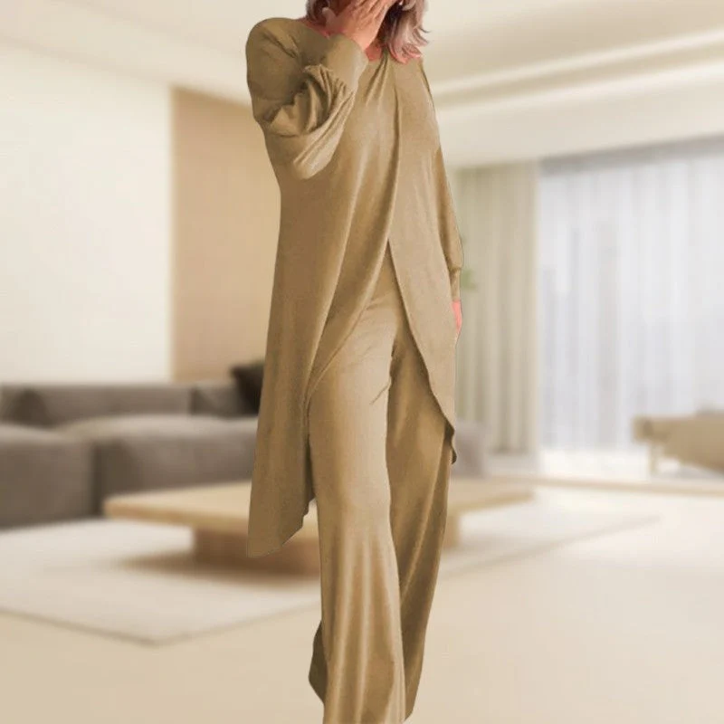 Haven | Women's Two Piece Set Long Sleeve Tunic Top Wide Leg Pants - Image 5