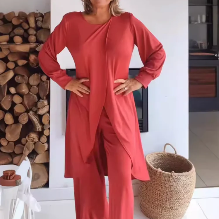 Haven | Women's Two Piece Set Long Sleeve Tunic Top Wide Leg Pants - Image 7