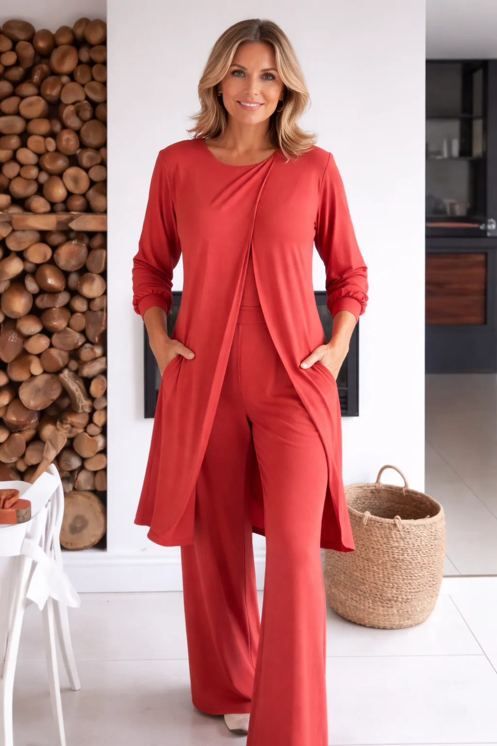 Haven | Women's Two Piece Set Long Sleeve Tunic Top Wide Leg Pants - Image 9